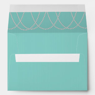 Enveloppe Fête des mariées Turquoise et Perles