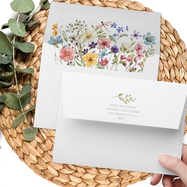 Enveloppe Fête des mariées verte fleur sauvage Sage (Créateur téléchargé)