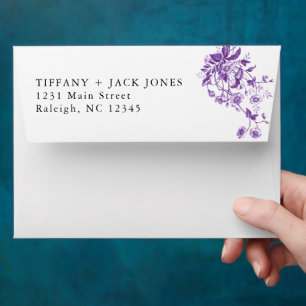 Enveloppe Fête des mariées vintage à fleurs violettes Toile