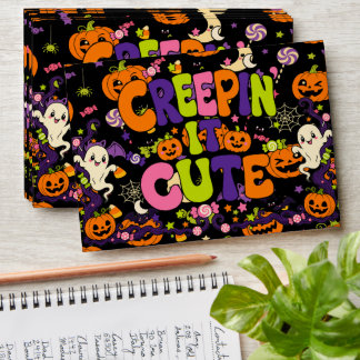 Enveloppe Fête d'Halloween Rétro Mignonne et Effrayante Kawa