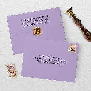 Enveloppe Fête élégante de fleurs violettes pour un mariage