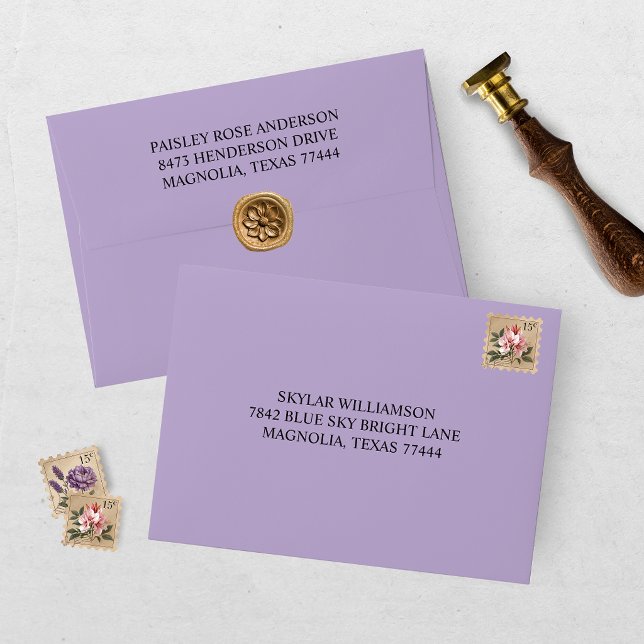 Enveloppe Fête élégante de fleurs violettes pour un mariage (Créateur téléchargé)