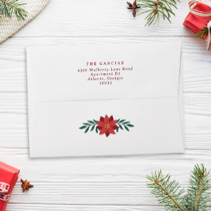 Enveloppe Fête Poinsettia Flower Chistmas