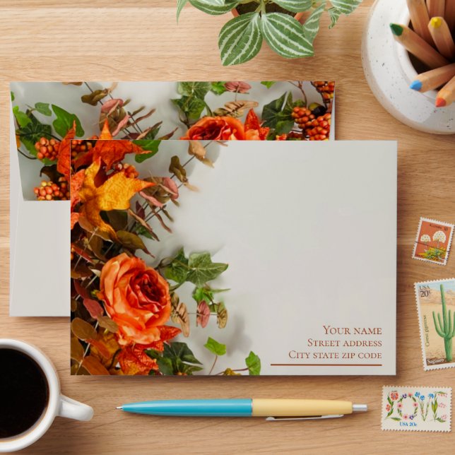 Enveloppe Fêtes de Thanksgiving Florals (Desk)