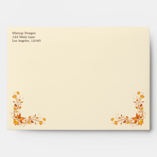 Enveloppe Feuillage d'automne épousant l'enveloppe 5 x 7 (Devant)