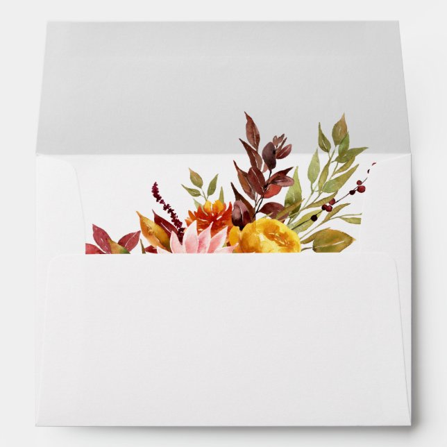 Enveloppe Feuillage floral aquarelle automnal rustique (Dos (Bas))