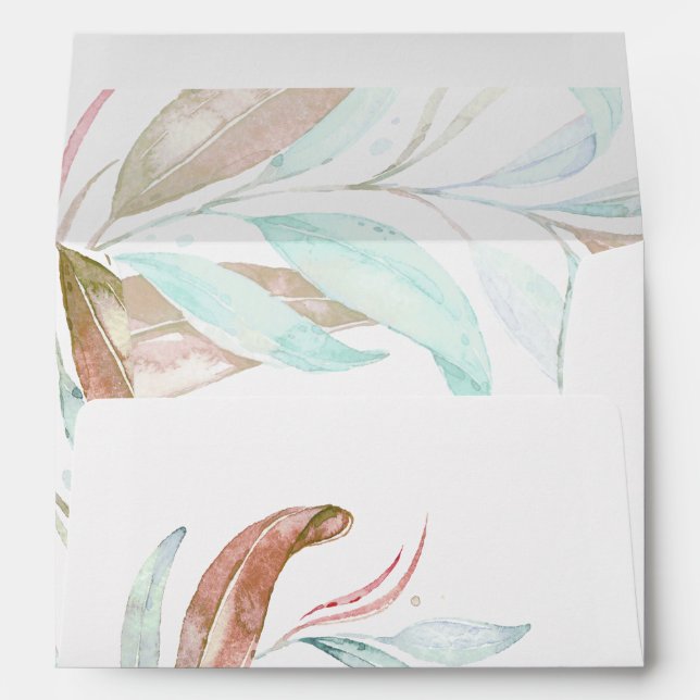 ENVELOPPE | Feuillage vaporeux aquarelle pastel (Dos (Bas))