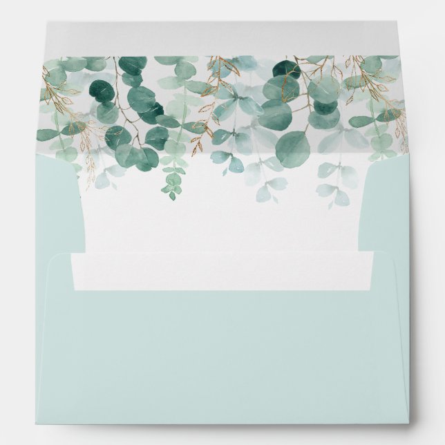 Enveloppe Feuillage vert Eucalyptus mariage élégant mariage (Dos (Bas))