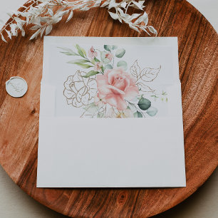 Enveloppe Feuillage vert or Floral auto-adressé RSVP