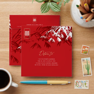 Enveloppe Feuille bambou double bonheur Mariage chinois