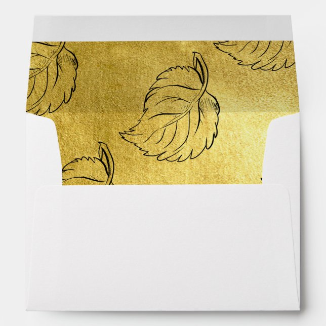 Enveloppe feuille d'automne en feuille d'or (Dos (Bas))
