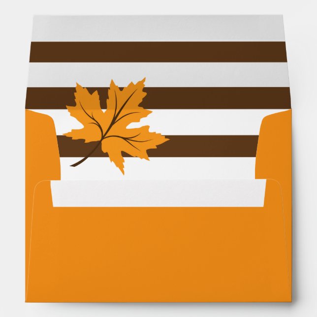 Enveloppe Feuille d'érable et rayures orange mariage moderne (Dos (Bas))