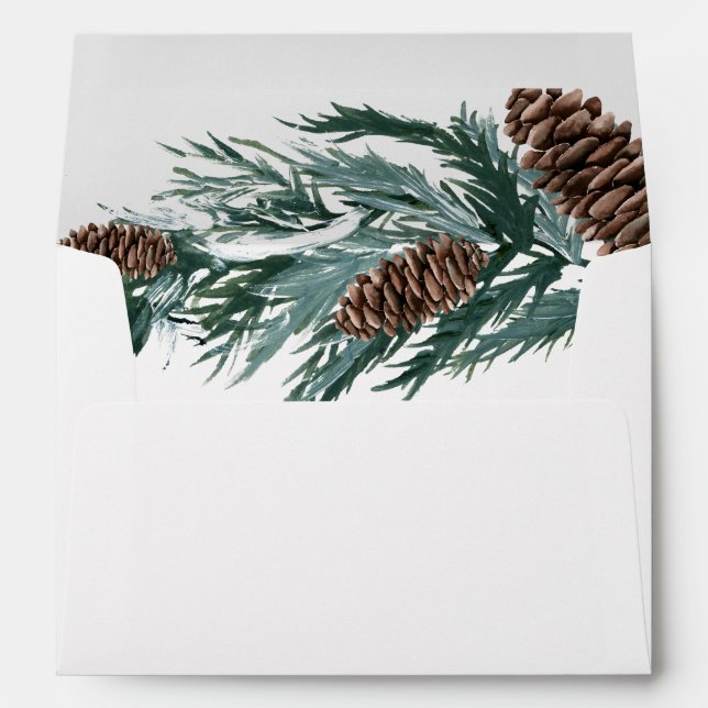 Enveloppe Feuille et cône de pin d'hiver (Dos (Bas))
