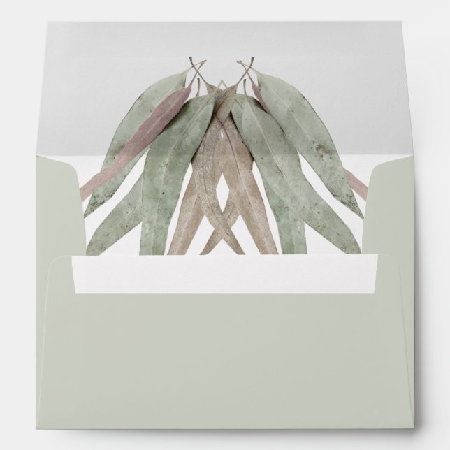 Enveloppe Feuille Eucalyptus rustique 5x7 Faire-part de mari (Dos (Bas))