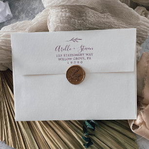 Enveloppe Feuille minimale Faire-part de mariage pourpre d