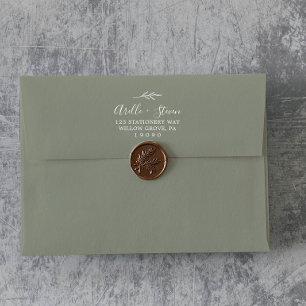 Enveloppe Feuille minimale   Faire-part de mariage vert Sage