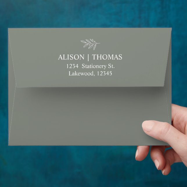 Enveloppe Feuille minimale Sage simple Vert et blanc (Hand)