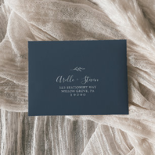 Enveloppe Feuille minimale Slate Blue Auto-Adressé RSVP