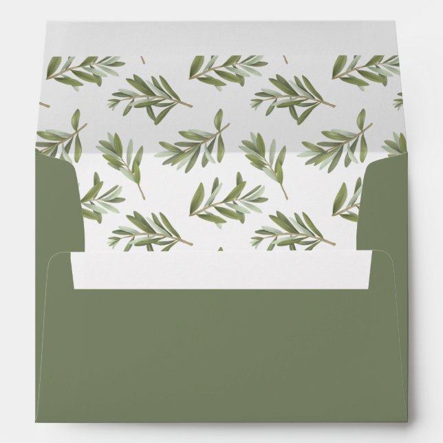 Enveloppe Feuille Sage Green Olive Mariage (Dos (Bas))