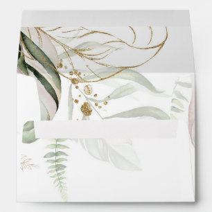 Enveloppe Feuilles à croquis d'or Blush Pink Tropical Mariag