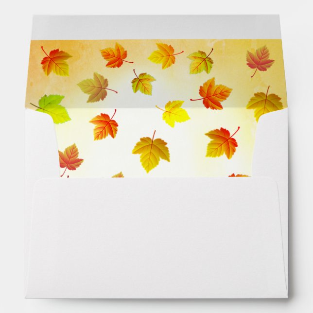 Enveloppe Feuilles automnales en blanc (Dos (Bas))