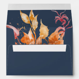 Enveloppe Feuilles automnales Navy Blue & Burgundy Invitat
