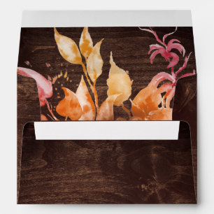 Enveloppe Feuilles automnales   Rustic Brown Wood Invitation