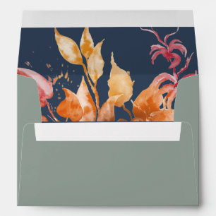 Enveloppe Feuilles automnales   Sage Green & Navy Blue Invit