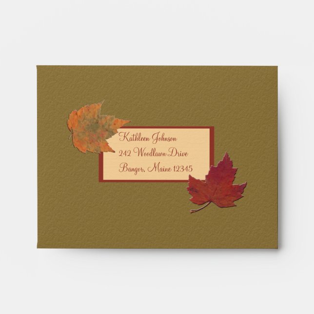 Enveloppe Feuilles Automne pour cartes de réponse (Devant)