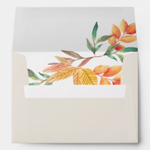 Enveloppe Feuilles d'automne Aquarelle orange jaune
