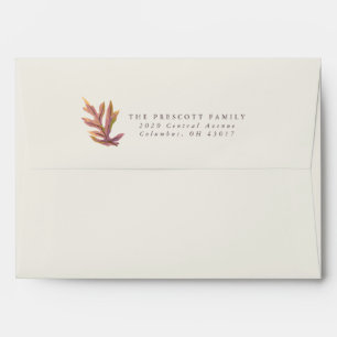 Enveloppe Feuilles d'automne mariage aquarelle plum