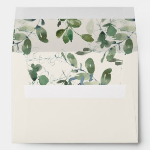 Enveloppe Feuilles de Eucalyptus Vert Sauge Crème