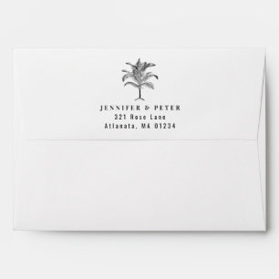 Enveloppe Feuilles de palmier noir et blanc motif abstrait