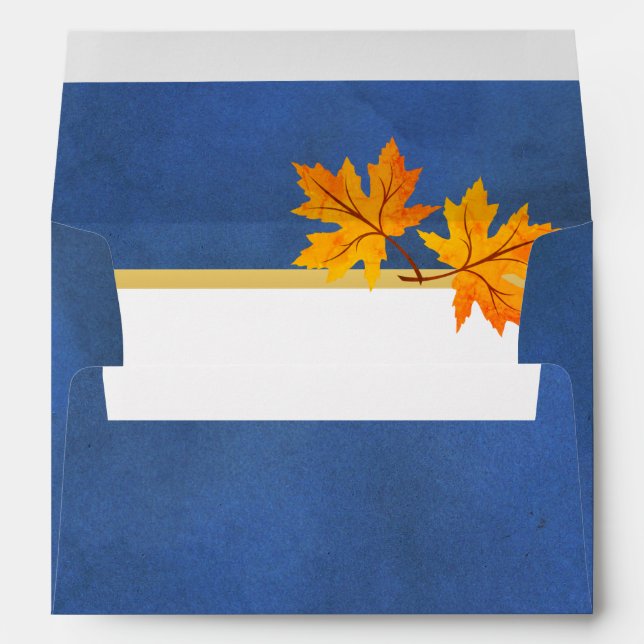 Enveloppe Feuilles d'érable orange sur le bleu rustique mari (Dos (Bas))