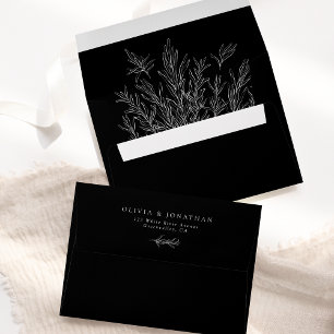 Enveloppe Feuilles minimaux noirs et blancs modernes