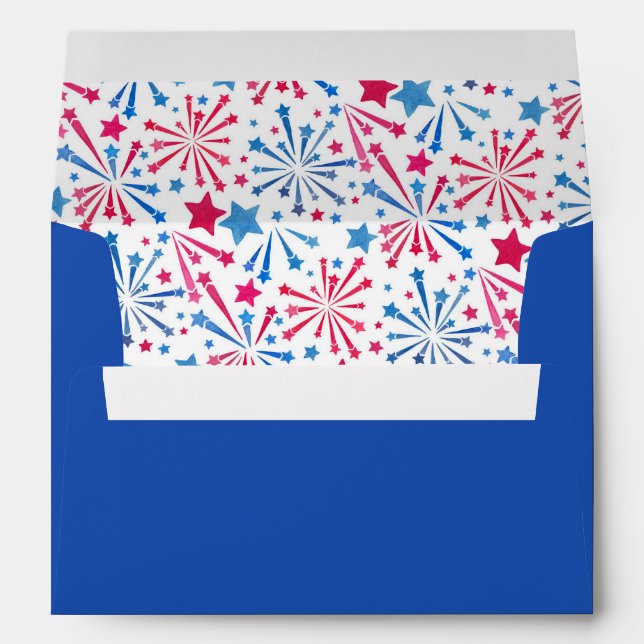 Enveloppe Feux rouges blancs et bleus | 4 juillet (Dos (Bas))