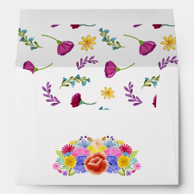 Enveloppe Fiesta florale aquarelle (Dos (Bas))