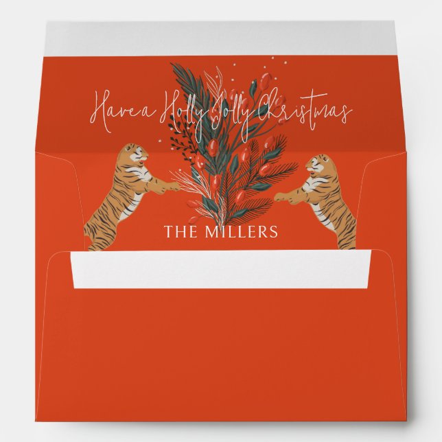 Enveloppe Filière de Noël & Tigres Holly Jolly Noël (Dos (Bas))