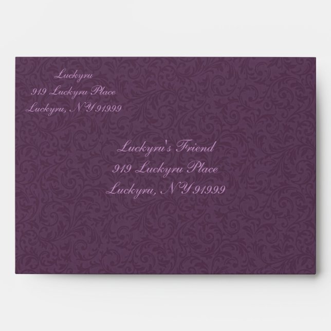 Enveloppe Filigree Plum personnalisée - Carte de v (Devant)