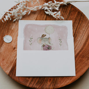 Enveloppe Fille adorable éléphant rustique boho Baby Shower
