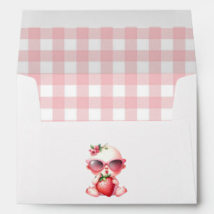Enveloppe Fille aux fraises Baby Shower Sucrée