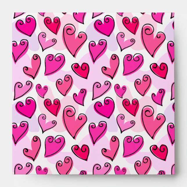 Enveloppe Fille Coeurs Roses Cute Romantic Valentines Day (Devant)