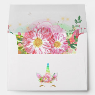 Enveloppe Fille Licorne Arc-en-ciel Rose pour Baby