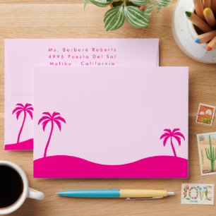 Enveloppe Fille Pastel Pink Palm Trees Beach Party