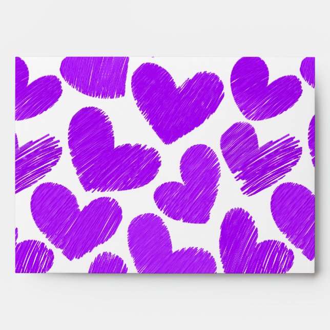 Enveloppe Fille pastel violet coeur d'amour motif (Devant)