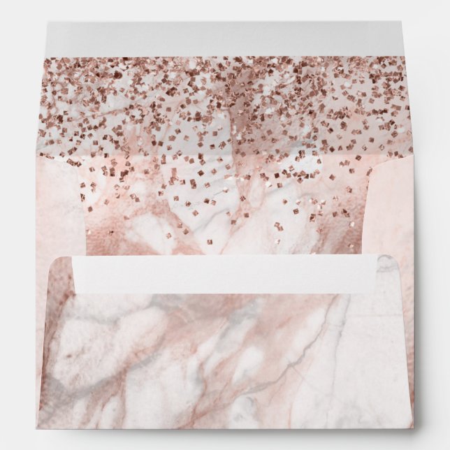 Enveloppe Fille Rose Gold Marble Parties scintillant 21e ann (Dos (Bas))