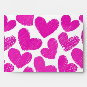 Enveloppe Fille rose pastel coeur d'amour motif