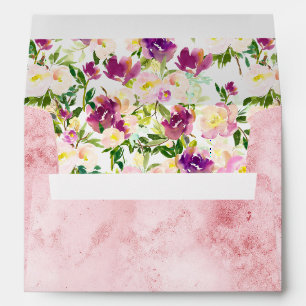 Enveloppe Fille Rose Peach Purple Burgundy Aquarelle Florale