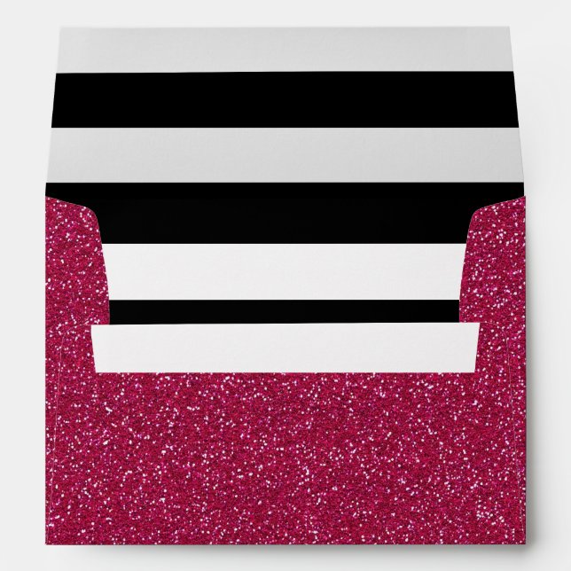 Enveloppe Fille Trend Parties scintillant rose et bandes bla (Dos (Bas))