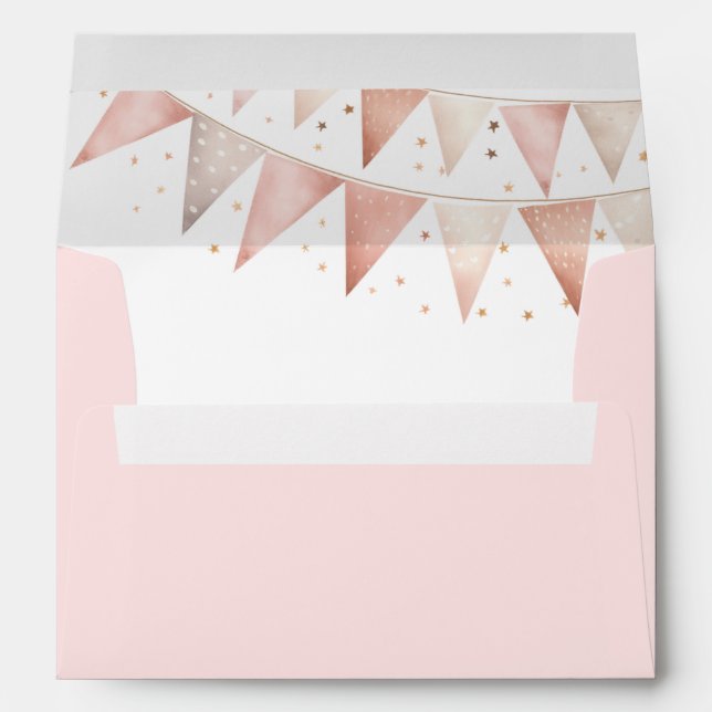 Enveloppe Filles rose fête d'anniversaire (Dos (Bas))